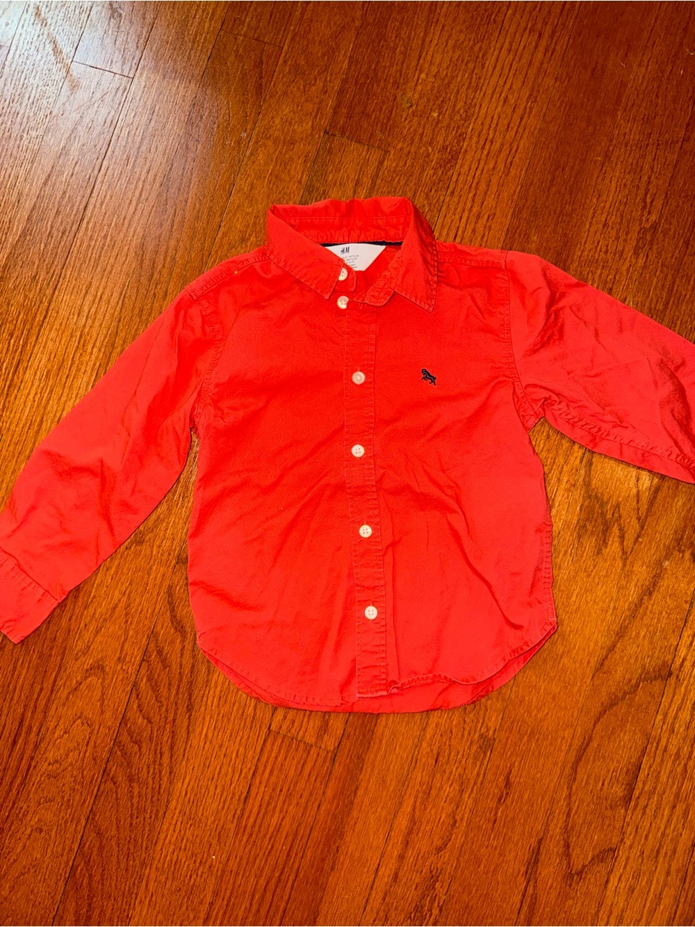 H&M Bright Red Long-Sleeve Button-Down Shirt for Kids